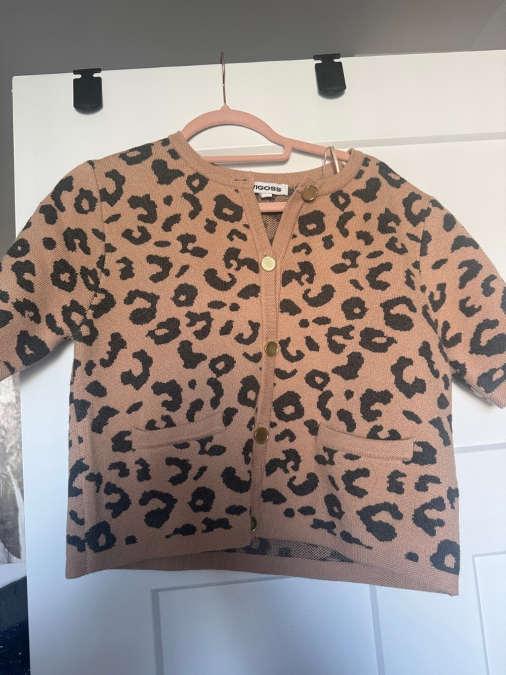 Vigoss Leopard short sleeved Knit Cardigan